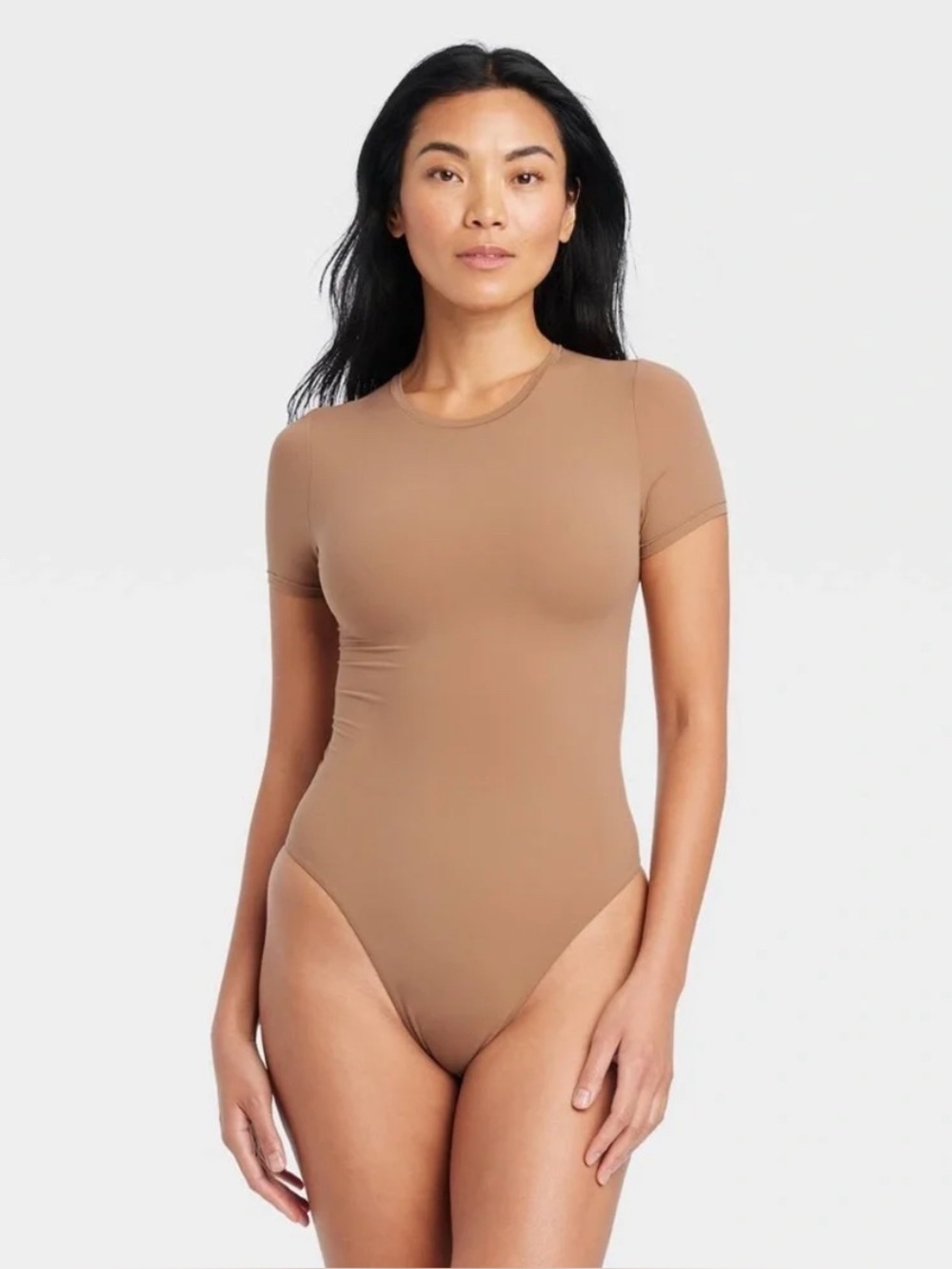 Auden Tan Luxe Stretch Fully Lined Bodysuit Size XL NWT